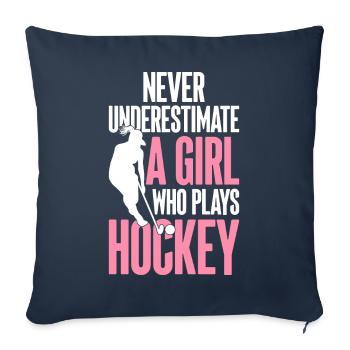 A girl playing hockey player girl - Sofa pillowcase 17,3'' x 17,3'' (45 x 45 cm) - navy - Front