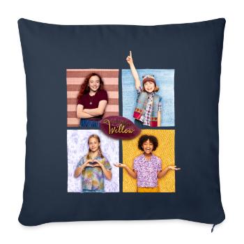 "Ein Mädchen Namens Willow" Willow & Ihre Freunde - Sofakissenbezug 45 x 45 cm - Navy - Vorne