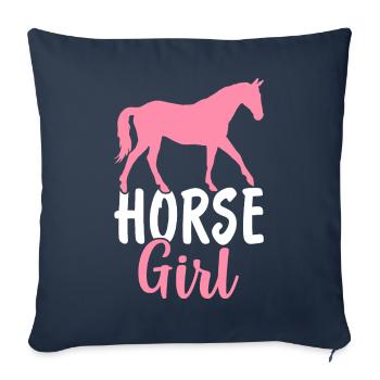 Cavalier Fille Cavalier Fille Campagne Cavalier - Housse de coussin décorative 45 x 45 cm - bleu marine - Devant
