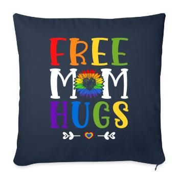 Free Mom Hugs LGBTQ Mom Pride - Housse de coussin décorative 45 x 45 cm - bleu marine - Devant