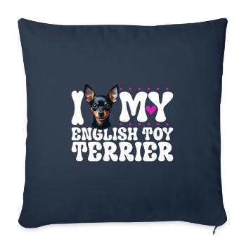 Ich liebe meinen English Toy Terrier - Sofakissenbezug 45 x 45 cm - Navy - Vorne