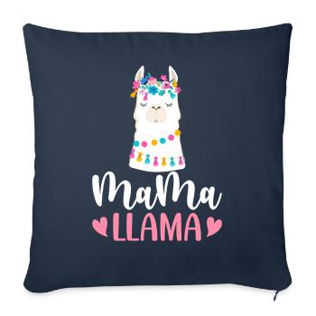 Mama Llama Llama Alpaka Mama - Sofakissenbezug 45 x 45 cm - Navy - Vorne