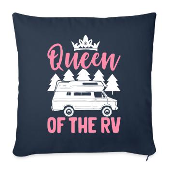 Reine du camping-car Camping Queen Camper Girl - Housse de coussin décorative 45 x 45 cm - bleu marine - Devant