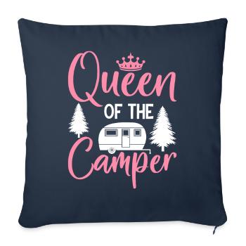 VR Camping Camping-car Camping Girl Camping-car - Housse de coussin décorative 45 x 45 cm - bleu marine - Devant