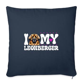J'adore mon Léonberg - Housse de coussin décorative 45 x 45 cm - bleu marine - Devant