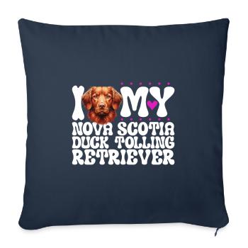 J’adore le Nova Scotia Duck Tolling Retriever - Housse de coussin décorative 45 x 45 cm - bleu marine - Devant