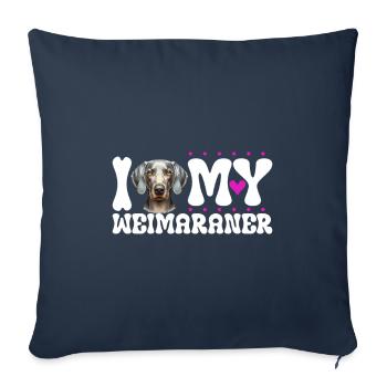 J’adore mon braque de Weimar - Housse de coussin décorative 45 x 45 cm - bleu marine - Devant