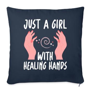 Massothérapeute thérapie LMT juste une fille avec - Housse de coussin décorative 45 x 45 cm - bleu marine - Devant
