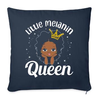 Petite reine de la mélanine reine de la peau brune - Housse de coussin décorative 45 x 45 cm - bleu marine - Devant