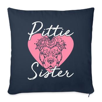 Pittie Sister Pitbull Amoureux des chiens Pittie Sister - Housse de coussin décorative 45 x 45 cm - bleu marine - Devant