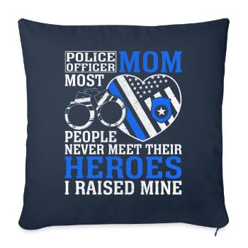 Policier Maman Héros J’ai élevé la mine Application de la loi - Housse de coussin décorative 45 x 45 cm - bleu marine - Devant