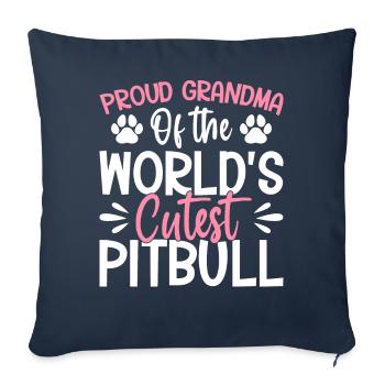 Mamie Mignon Pitbull Pitbull Mamie Fière Mamie - Housse de coussin décorative 45 x 45 cm - bleu marine - Devant
