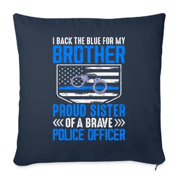 Frère Soeur Policier Application de la loi - Housse de coussin décorative 45 x 45 cm - bleu marine - Devant