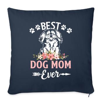 Meilleure maman chien de tous les temps Maman pékinoise - Housse de coussin décorative 45 x 45 cm - bleu marine - Devant