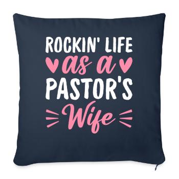 Rockin Life Femme de pasteur Église chrétienne - Housse de coussin décorative 45 x 45 cm - bleu marine - Devant