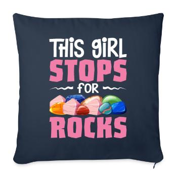 Rockhounding Rock Collectors Géologue Girl Stops - Housse de coussin décorative 45 x 45 cm - bleu marine - Devant