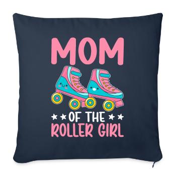 Maman Roller Girl Patineur Patineur Fille Patineur - Housse de coussin décorative 45 x 45 cm - bleu marine - Devant