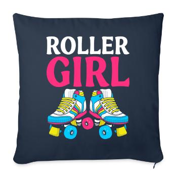 Roller Girl Patinage Patinage Fille Patinage - Housse de coussin décorative 45 x 45 cm - bleu marine - Devant