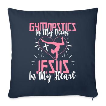 Gymnastics Veins Jesus In My Heart Gymnast Girl - Sofa pillowcase 17,3'' x 17,3'' (45 x 45 cm) - navy - Front