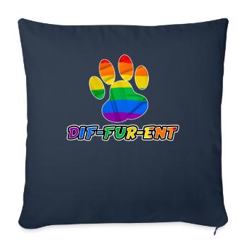 Dif-Fur-Ent Furry Fandom LGBTQ Pride Flag Furries - Housse de coussin décorative 45 x 45 cm - bleu marine - Devant