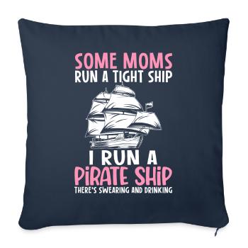 mamans bateau pirate boire bateau pirate maman - Housse de coussin décorative 45 x 45 cm - bleu marine - Devant