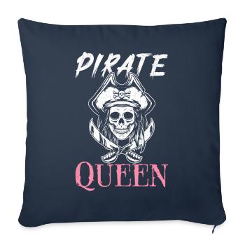 Reine des Pirates Pirate Fille Capitaine - Housse de coussin décorative 45 x 45 cm - bleu marine - Devant