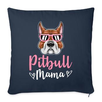 Pitbull Maman Pitbull Maman Chien - Housse de coussin décorative 45 x 45 cm - bleu marine - Devant