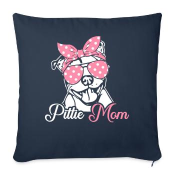 Pittie Maman Pitbull Maman - Housse de coussin décorative 45 x 45 cm - bleu marine - Devant