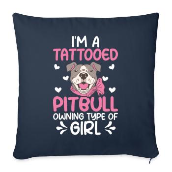 Tätowierter Pitbull Mädchen Tätowierter Pitbull - Sofakissenbezug 45 x 45 cm - Navy - Vorne