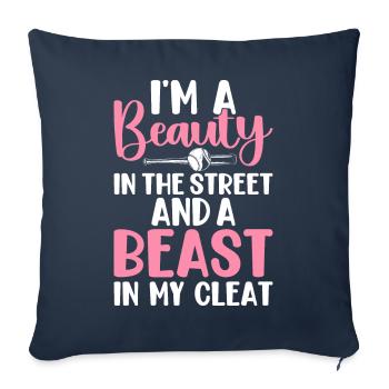 Softball Je suis une beauté dans la rue et - Housse de coussin décorative 45 x 45 cm - bleu marine - Devant