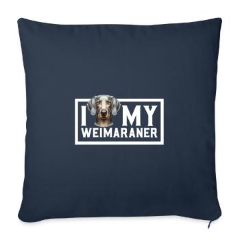 J’adore mon braque de Weimar - Housse de coussin décorative 45 x 45 cm - bleu marine - Devant