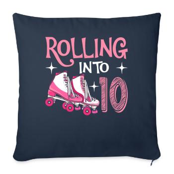 Rouler dans un scooter d’anniversaire de 10 10 ans - Housse de coussin décorative 45 x 45 cm - bleu marine - Devant