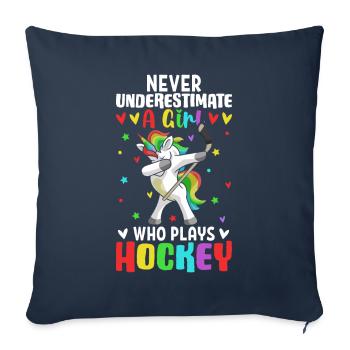 A Girl Who Plays Hockey Female Hockey Player - Sofa pillowcase 17,3'' x 17,3'' (45 x 45 cm) - navy - Front
