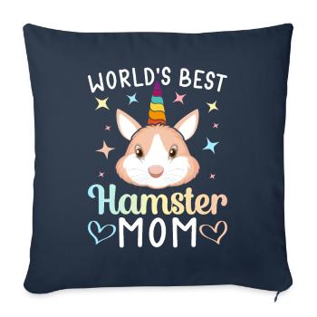 La meilleure maman hamster au monde Amoureuse du hamster - Housse de coussin décorative 45 x 45 cm - bleu marine - Devant