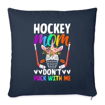 Hockey Mom Don’t Puck With Me Femelle - Housse de coussin décorative 45 x 45 cm - bleu marine - Devant