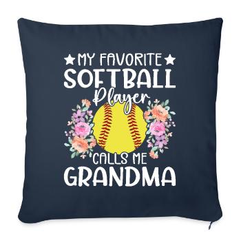 Ma joueuse de softball préférée m’appelle grand-mère - Housse de coussin décorative 45 x 45 cm - bleu marine - Devant
