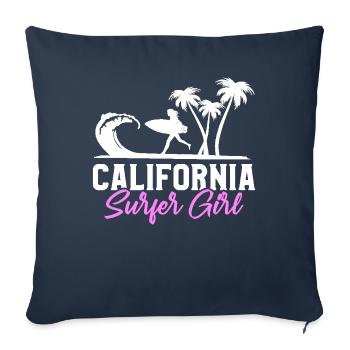 Surfeur de Californie Surfeur Surfeur - Housse de coussin décorative 45 x 45 cm - bleu marine - Devant