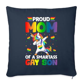 Proud Mom Of A Smartass Gay Son Gay Pride Rainbow - Sofakissenbezug 45 x 45 cm - Navy - Vorne