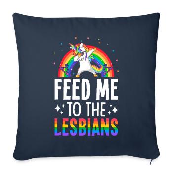 Nourris-moi aux lesbiennes Fierté lesbienne LGBTQ - Housse de coussin décorative 45 x 45 cm - bleu marine - Devant