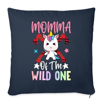 Maman de Wild One 1 an arboriculteur anniversaire - Housse de coussin décorative 45 x 45 cm - bleu marine - Devant