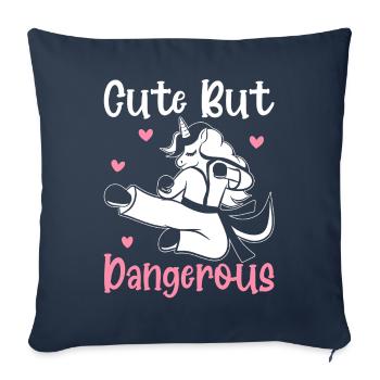 Drôle Taekwondo Karaté Licorne Mignon Mais - Housse de coussin décorative 45 x 45 cm - bleu marine - Devant