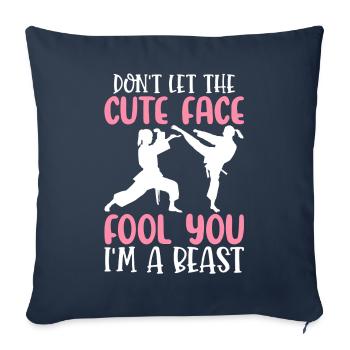 Licorne féminine de taekwondo Ne vous laissez pas être - Housse de coussin décorative 45 x 45 cm - bleu marine - Devant
