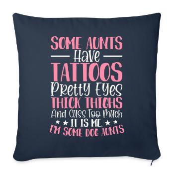 tantes tatouages jolies yeux cuisses épaisses - Housse de coussin décorative 45 x 45 cm - bleu marine - Devant