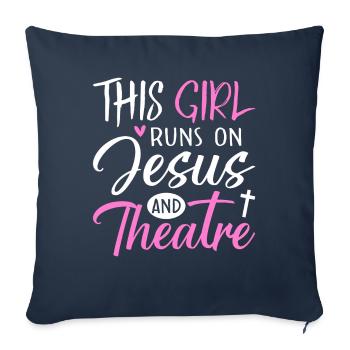 Fille Jésus Artiste de théâtre Théâtre Jeu de théâtre - Housse de coussin décorative 45 x 45 cm - bleu marine - Devant