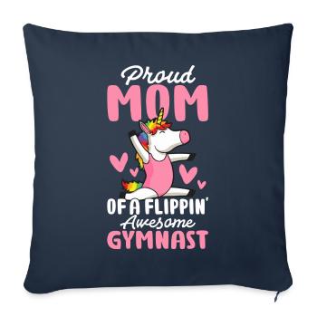 Maman d’une gymnaste géniale Maman - Housse de coussin décorative 45 x 45 cm - bleu marine - Devant