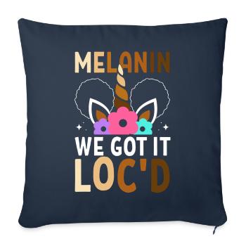 Mélanine Nous l’avons localisé Peau brune Noir Afro - Housse de coussin décorative 45 x 45 cm - bleu marine - Devant