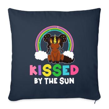 Mélanine Noir Histoire Peau Brune Embrassée Par Le Soleil - Housse de coussin décorative 45 x 45 cm - bleu marine - Devant