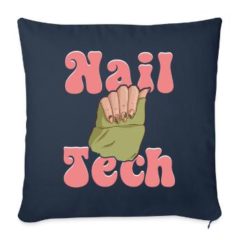 Nail Tech Technicien des ongles Nail Artist Nail Tech - Housse de coussin décorative 45 x 45 cm - bleu marine - Devant