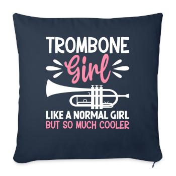 Trombone Girl beaucoup de cool tromboniste Jazz Musique - Housse de coussin décorative 45 x 45 cm - bleu marine - Devant
