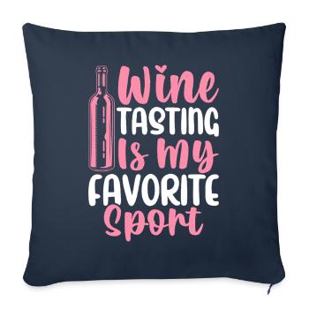 La dégustation de vin est mon buveur de vin sportif préféré - Housse de coussin décorative 45 x 45 cm - bleu marine - Devant